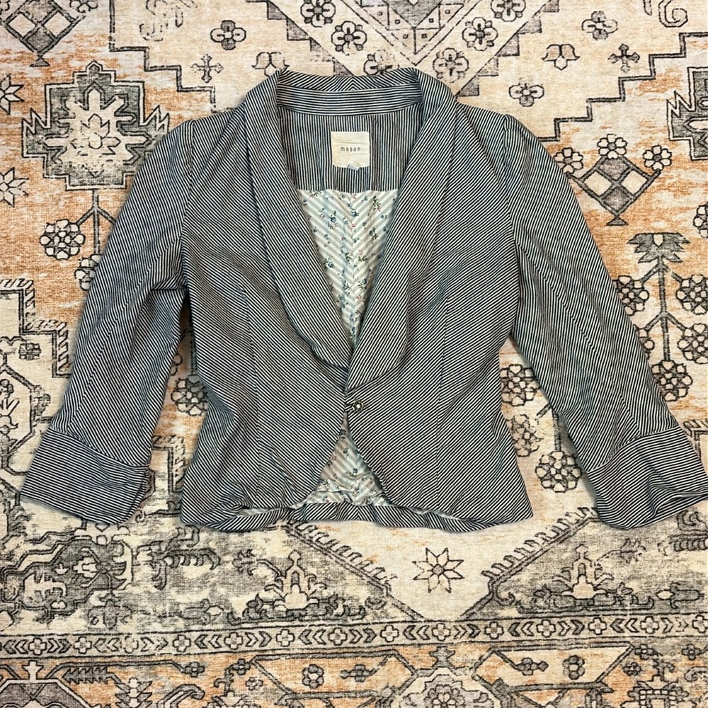 MASON by Michelle Mason 4 Peacoat blazer  in black and white stripes